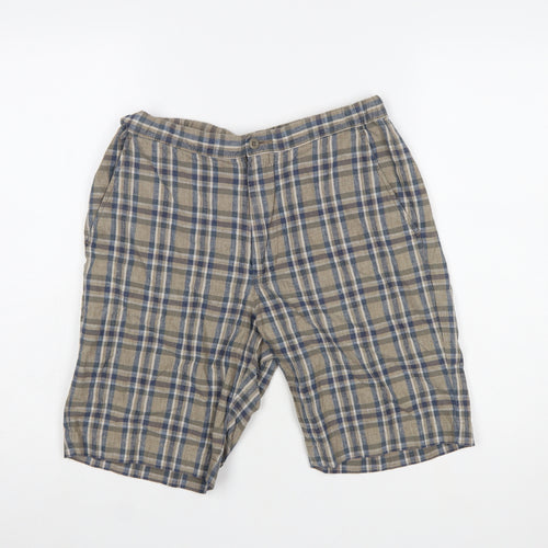 UNIQLO Men's Beige Check Linen Blend Chino Shorts Size S