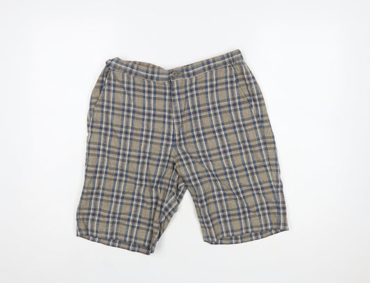 UNIQLO Men's Beige Check Linen Blend Chino Shorts Size S