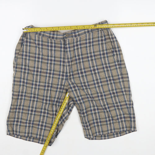 UNIQLO Men's Beige Check Linen Blend Chino Shorts Size S