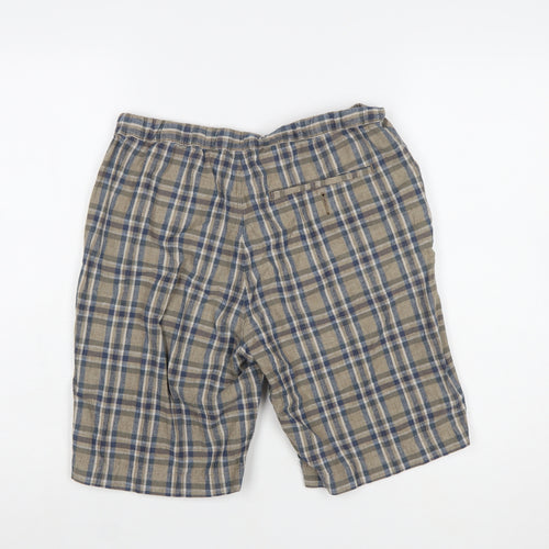 UNIQLO Men's Beige Check Linen Blend Chino Shorts Size S