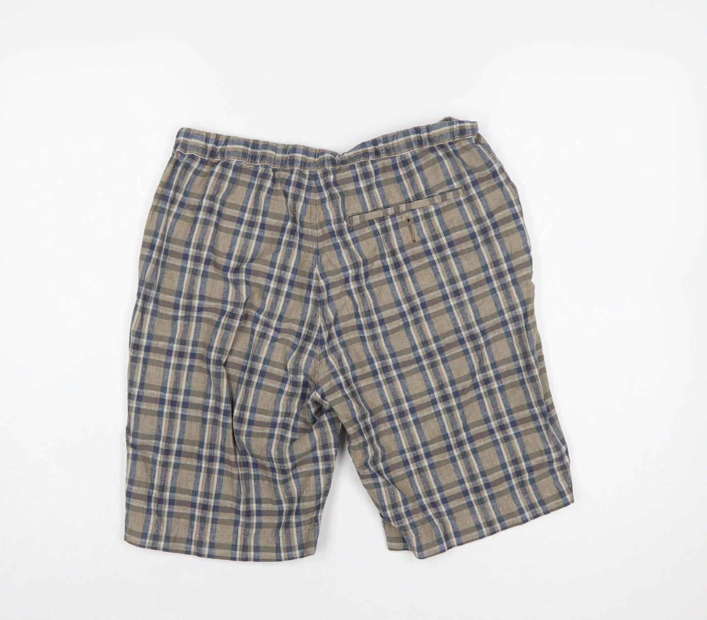 UNIQLO Men's Beige Check Linen Blend Chino Shorts Size S
