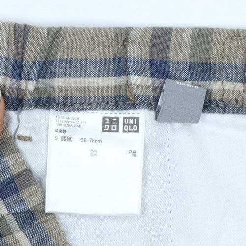 UNIQLO Men's Beige Check Linen Blend Chino Shorts Size S