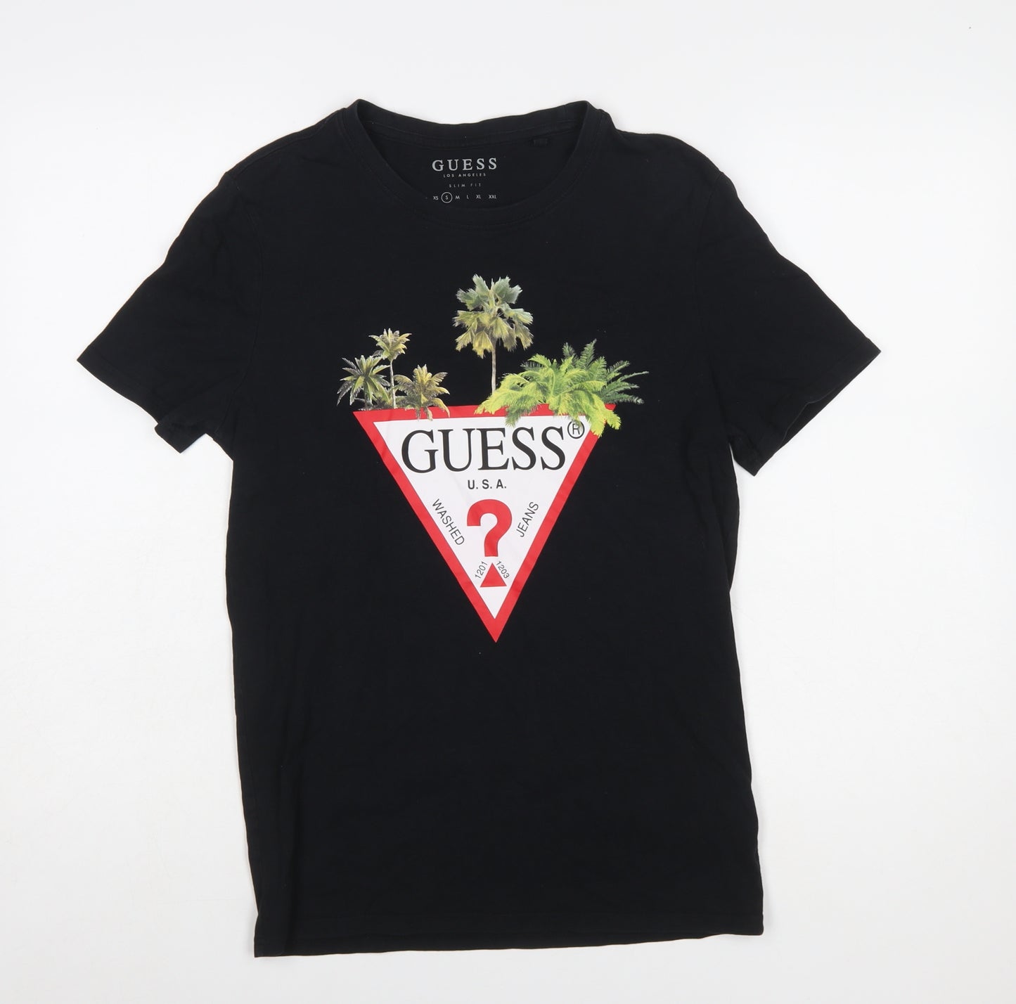 Guess Women Black Slim Fit Cotton T-Shirt Size S