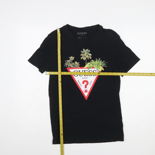 Guess Women Black Slim Fit Cotton T-Shirt Size S