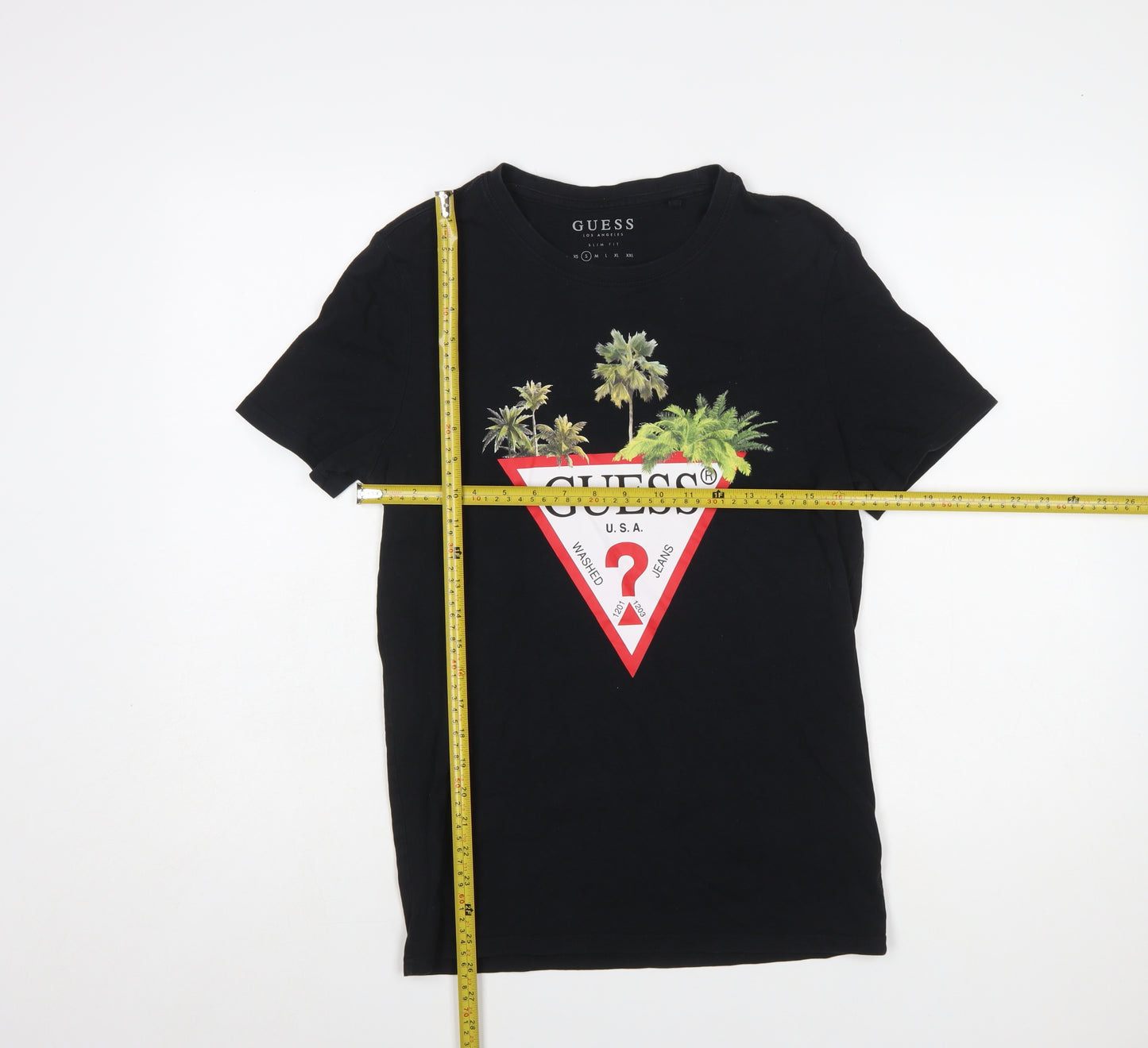 Guess Women Black Slim Fit Cotton T-Shirt Size S