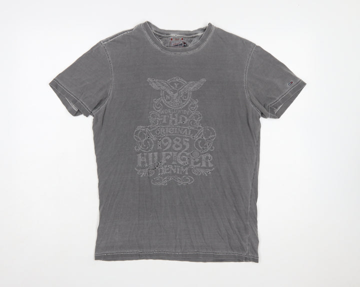 Tommy Hilfiger Denim Men's Grey Small Graphic Cotton T-Shirt