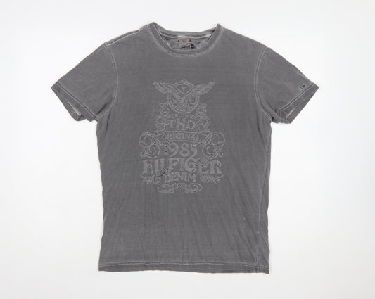 Tommy Hilfiger Denim Men's Grey Small Graphic Cotton T-Shirt