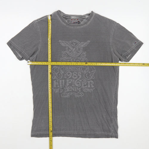 Tommy Hilfiger Denim Men's Grey Small Graphic Cotton T-Shirt