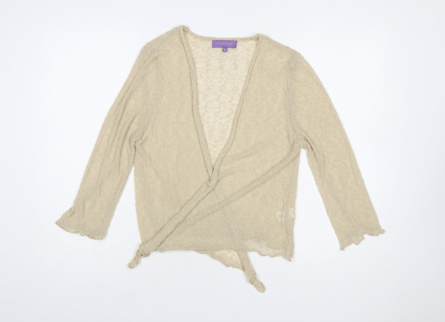 Autonomy Women's Beige Wrap Knit Cardigan Jumper S