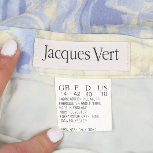 Jacques Vert Women Blue Geometric Pleated Midi Skirt Size 14