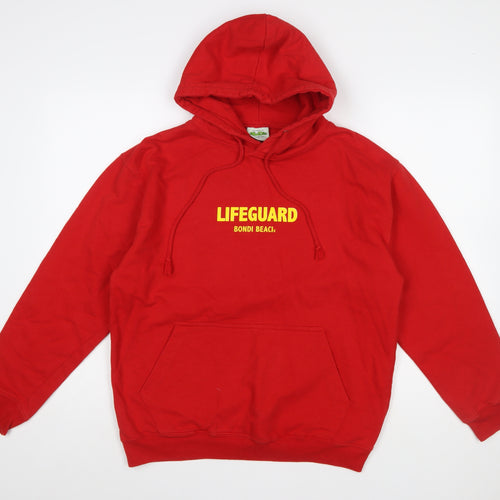 AWDis Men's Red Lifeguard Bondi Beach Pullover Hoodie M
