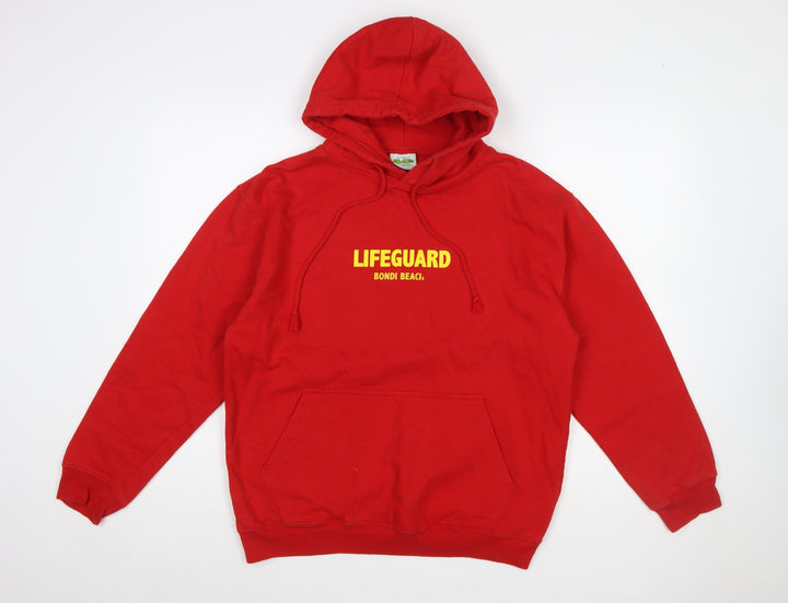 AWDis Men's Red Lifeguard Bondi Beach Pullover Hoodie M