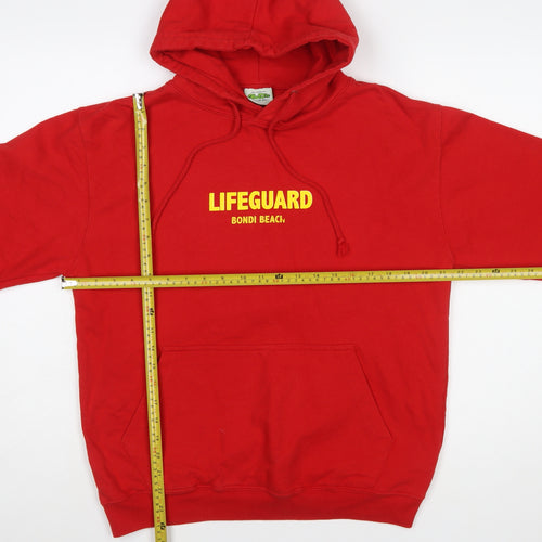 AWDis Men's Red Lifeguard Bondi Beach Pullover Hoodie M