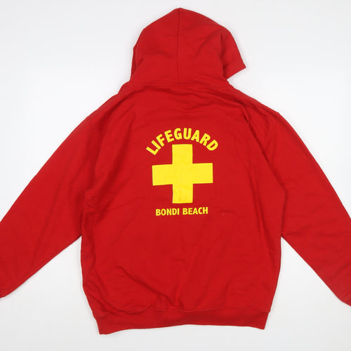 AWDis Men's Red Lifeguard Bondi Beach Pullover Hoodie M