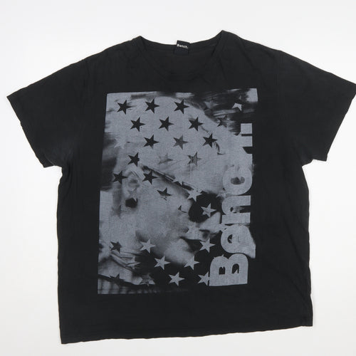 Bench Mens Black XL Graphic Print Crew Neck T-Shirt