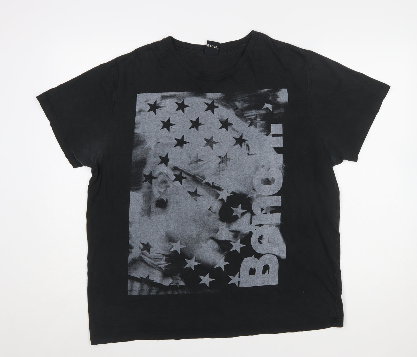 Bench Mens Black XL Graphic Print Crew Neck T-Shirt