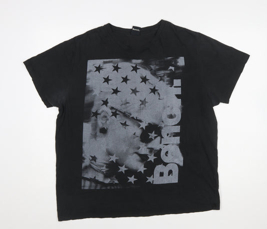 Bench Mens Black XL Graphic Print Crew Neck T-Shirt