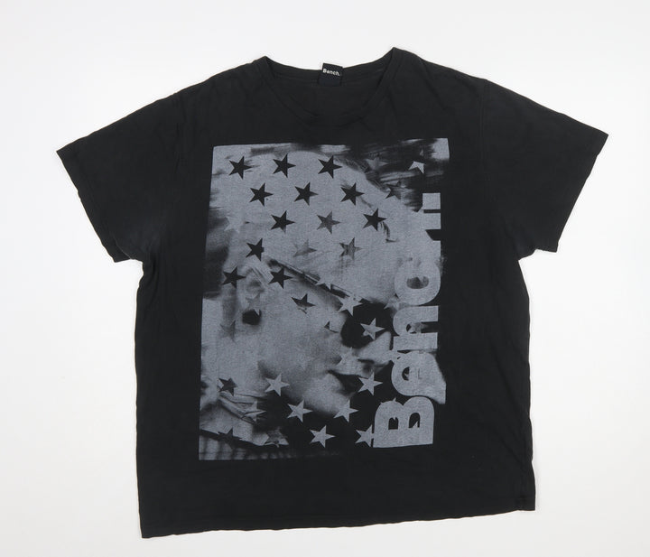 Bench Mens Black XL Graphic Print Crew Neck T-Shirt