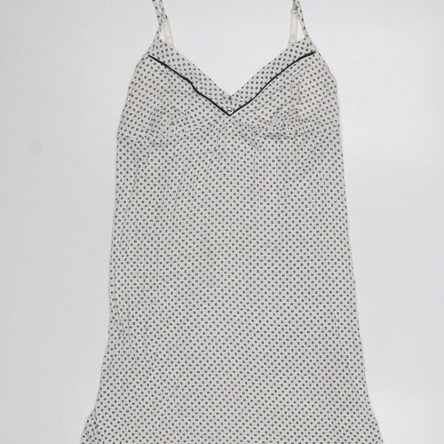 Jasper Conran Women White Polka Dot Viscose Slip Dress Size 14