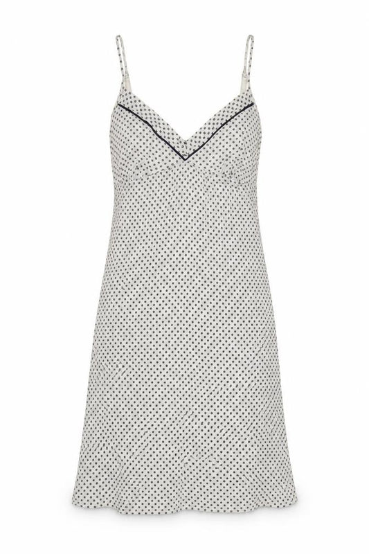 Front view of Jasper Conran Women White Polka Dot Viscose Slip Dress, size 14