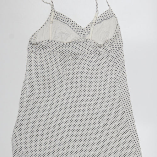 Jasper Conran Women White Polka Dot Viscose Slip Dress Size 14