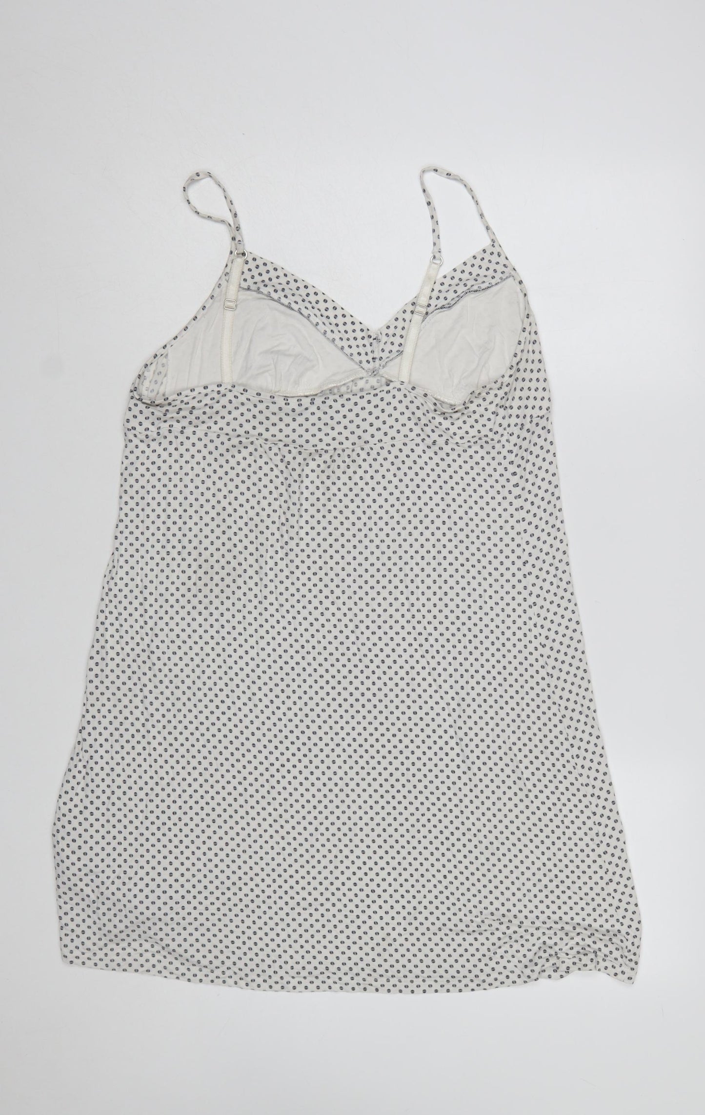 Jasper Conran Women White Polka Dot Viscose Slip Dress Size 14