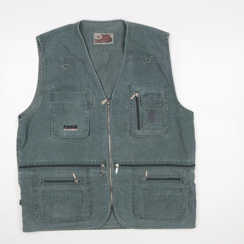 Peace Classics Men's Green Cotton Outdoor Utility Waistcoat 2XL