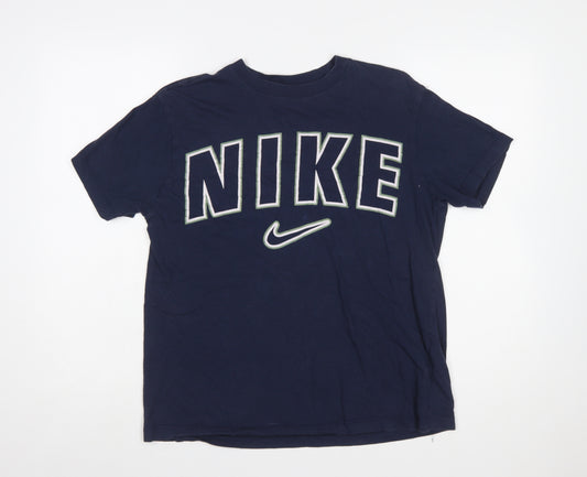 Nike Men's Blue Small Regular Fit Graphic Sports T-Shirt