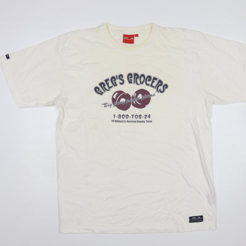 TOG24 Ivory Cotton Graphic Print Men's T-Shirt L