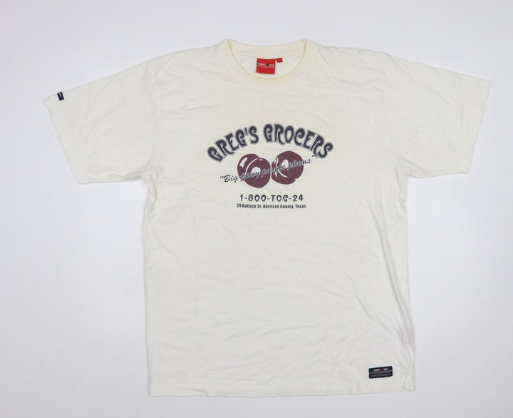 TOG24 Ivory Cotton Graphic Print Men's T-Shirt L