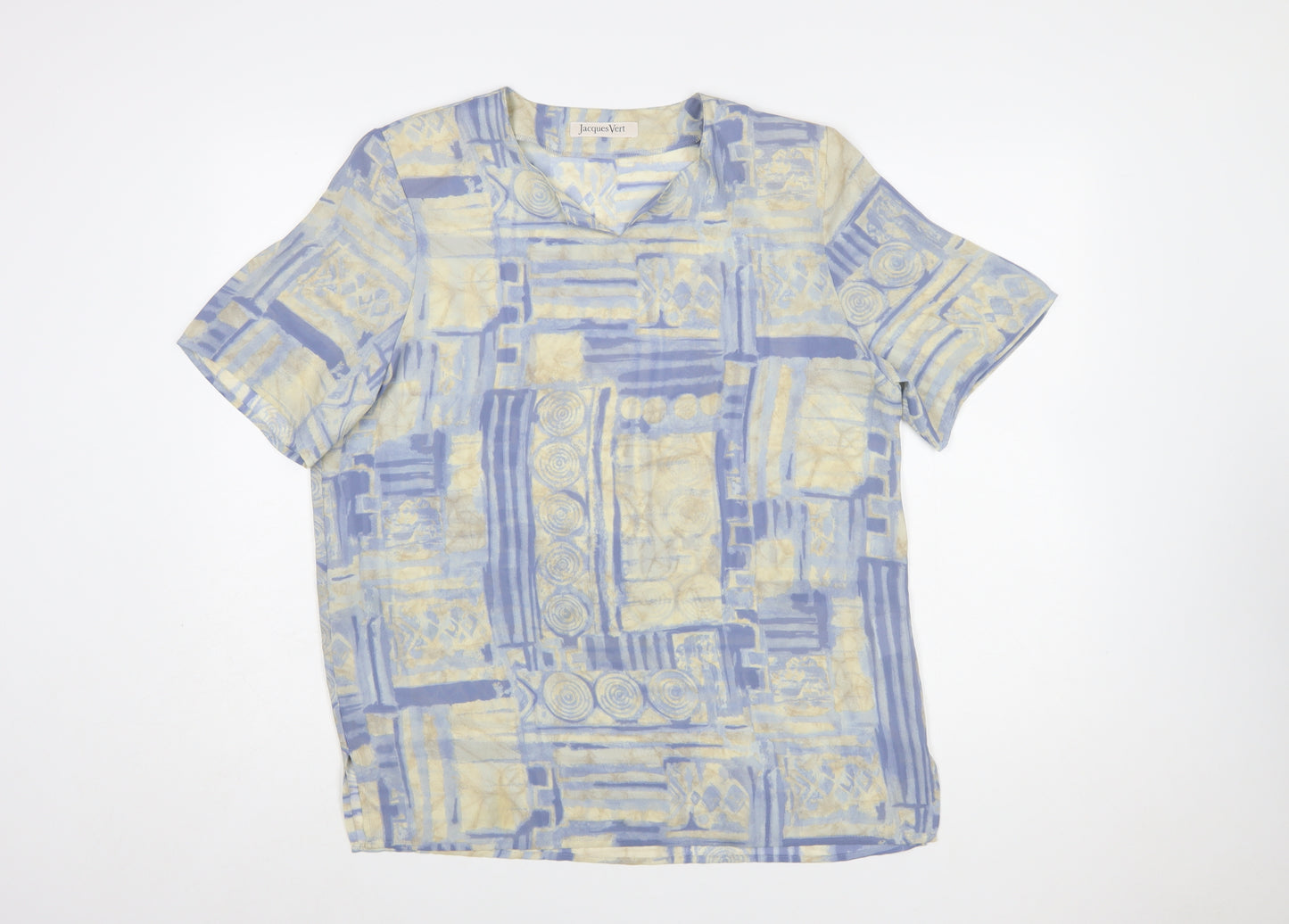 Jacques Vert Womens Multicoloured Size 14 Polyester V-Neck Blouse