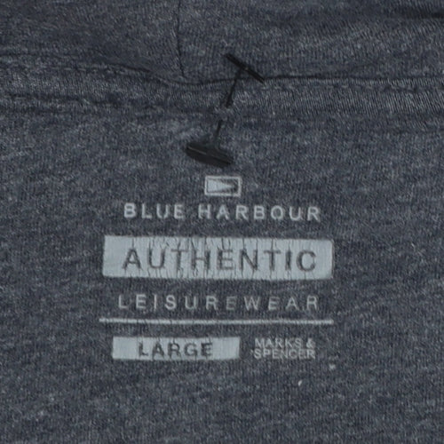 Marks and Spencer Men’s Grey Full Zip Hoodie Large Blue Harbour