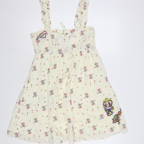 Topshop Women's Ivory Floral Embroidered Sleeveless Sundress Size S
