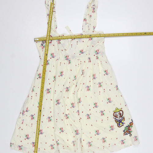 Topshop Women's Ivory Floral Embroidered Sleeveless Sundress Size S