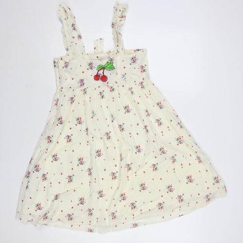 Topshop Women's Ivory Floral Embroidered Sleeveless Sundress Size S