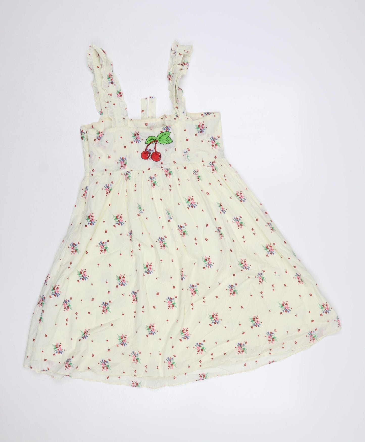 Topshop Women's Ivory Floral Embroidered Sleeveless Sundress Size S