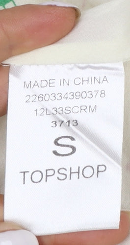 Topshop Women's Ivory Floral Embroidered Sleeveless Sundress Size S