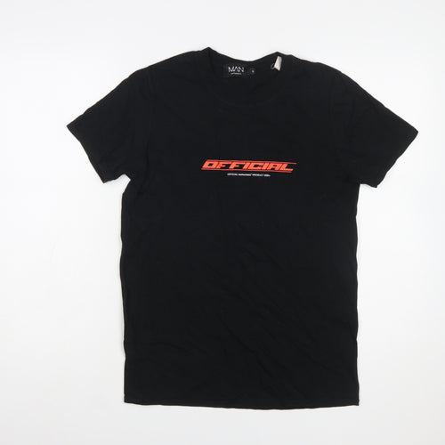boohooMAN Men's Black OFFICIAL Graphic Cotton T-Shirt Size S