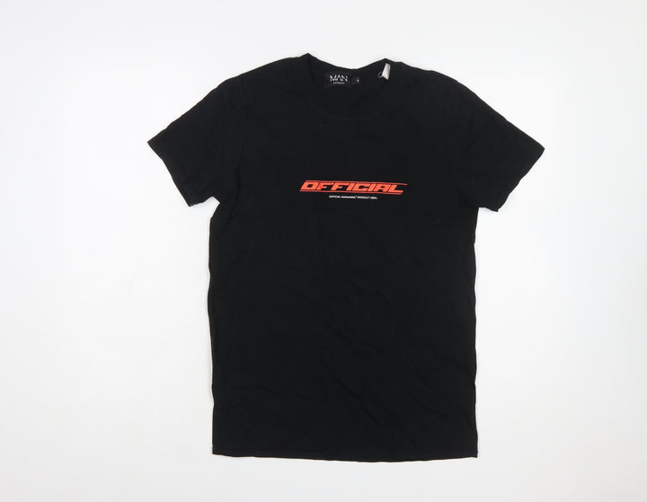 boohooMAN Men's Black OFFICIAL Graphic Cotton T-Shirt Size S