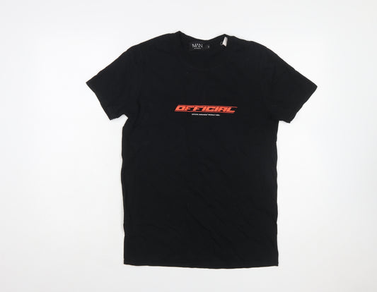 boohooMAN Men's Black OFFICIAL Graphic Cotton T-Shirt Size S