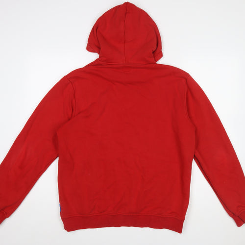 adidas Mens Red Pullover Hoodie M Graphic Logo Fleece Sweatshirt