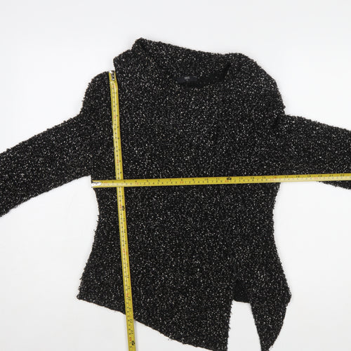STAXS Womens Black Chunky-Knit High Neck Pullover Jumper Size 8