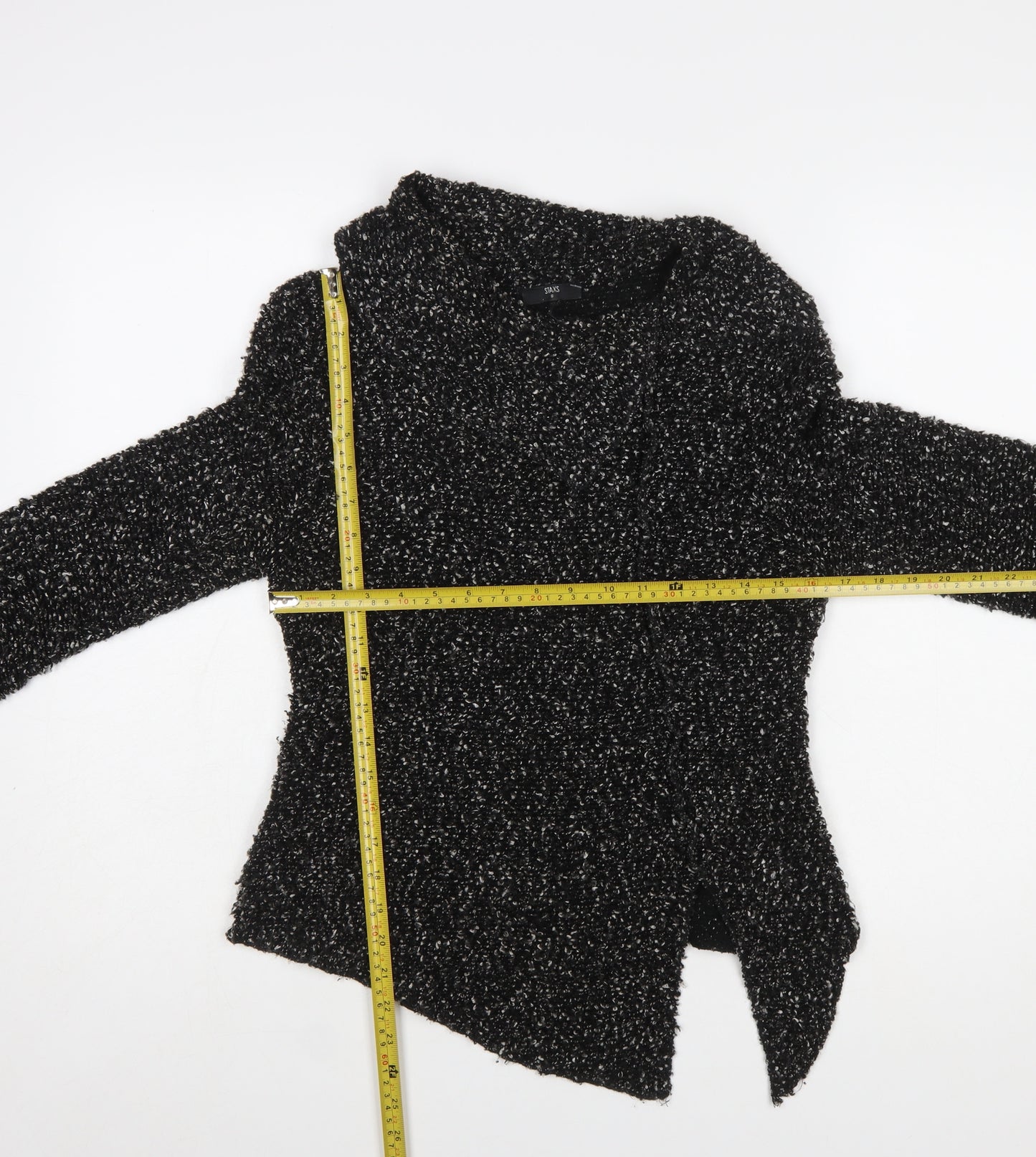 STAXS Womens Black Chunky-Knit High Neck Pullover Jumper Size 8