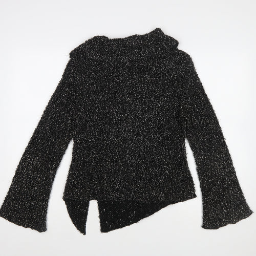 STAXS Womens Black Chunky-Knit High Neck Pullover Jumper Size 8