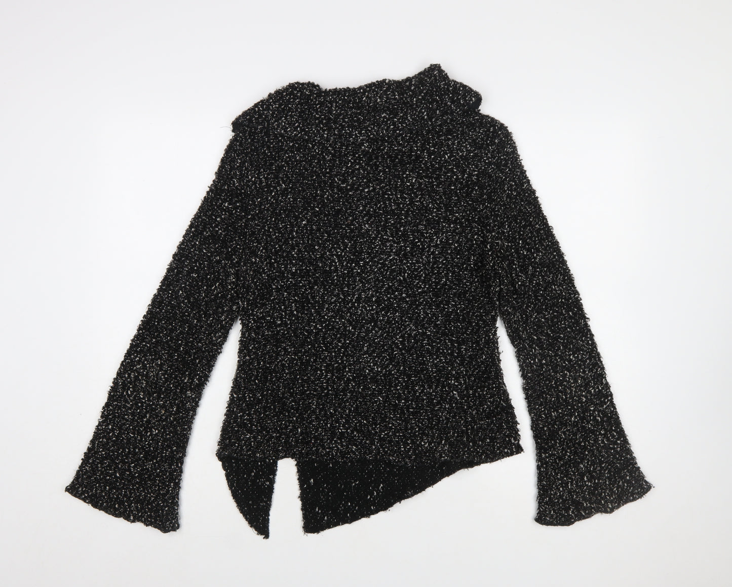 STAXS Womens Black Chunky-Knit High Neck Pullover Jumper Size 8