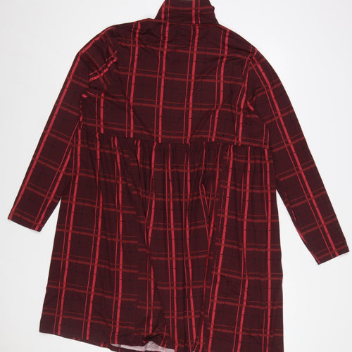 Simply Be Women Red Check Stretch Shift Dress Size 18