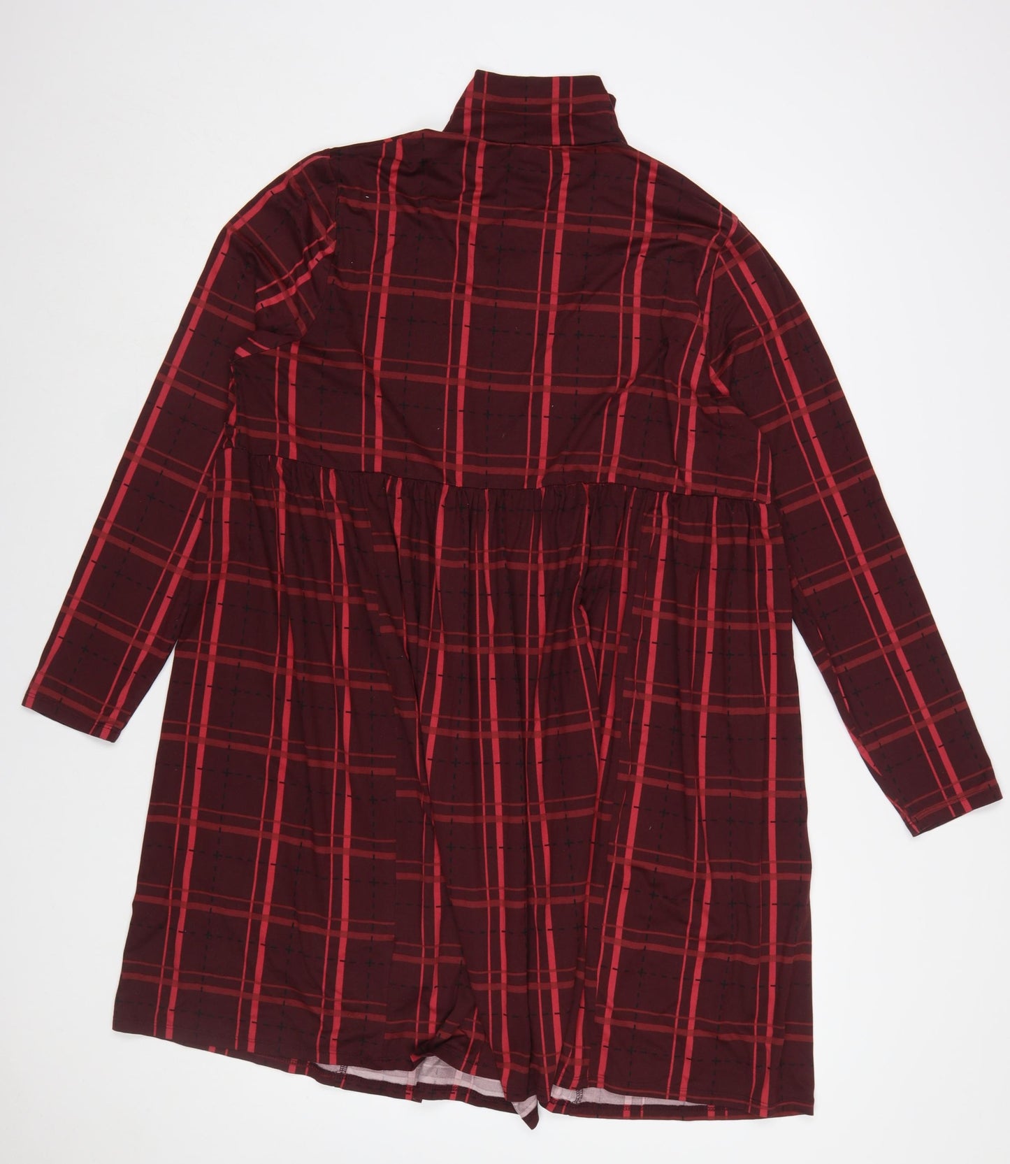 Simply Be Women Red Check Stretch Shift Dress Size 18