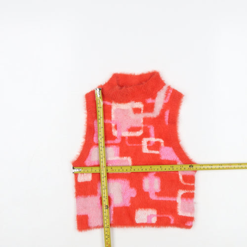 Vintage Supply Women's Red Retro Knit Sleeveless Roll Neck Vest Size 8