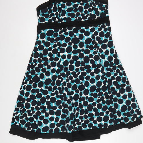 John Rocha Women’s Blue Polka Dot Strapless A-Line Dress Size 18