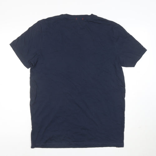 Jack & Jones Men's Blue Cotton Crew Neck Regular Fit T-Shirt Size L